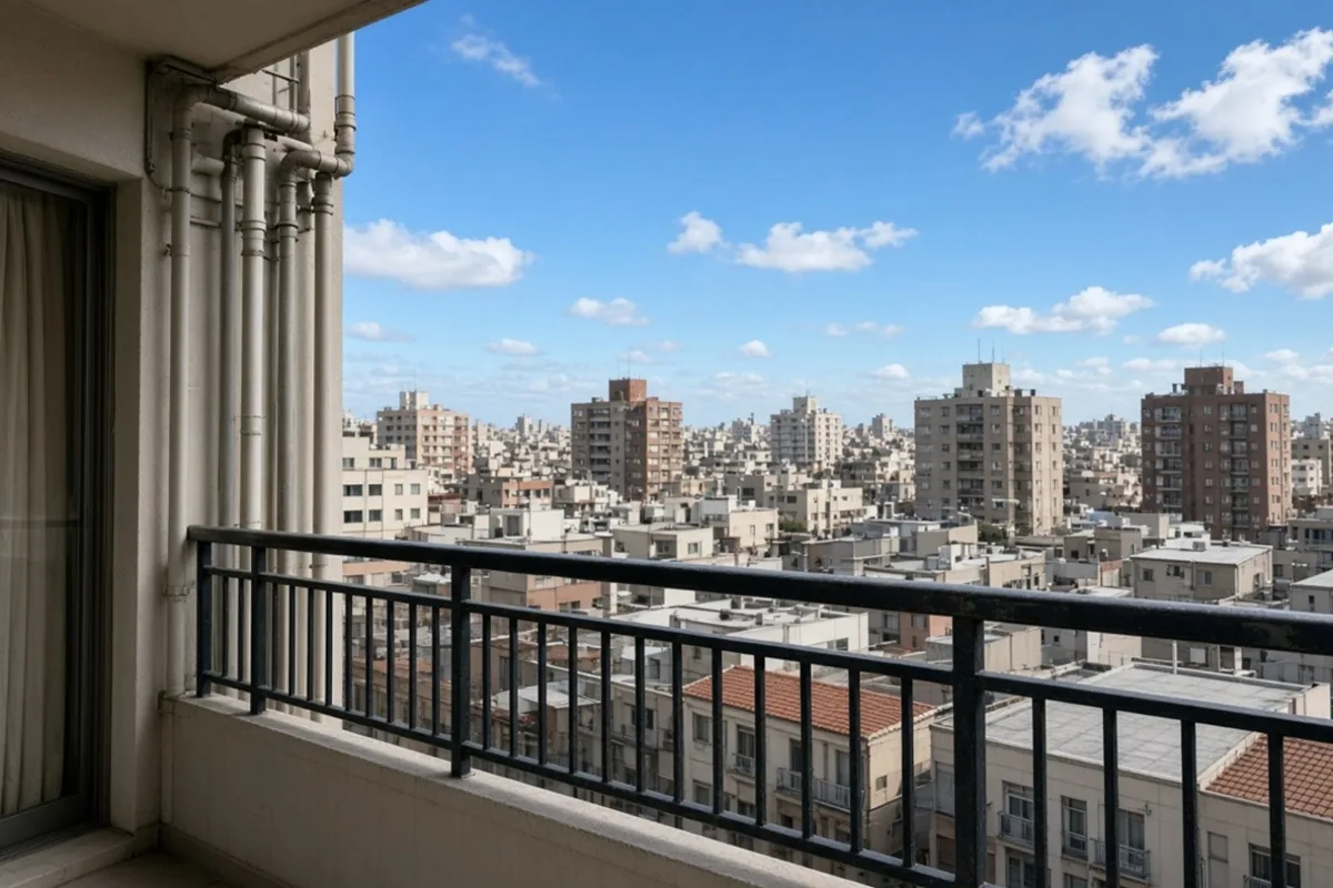 曇天のバルコニー写真を、明るい第一印象に(After)